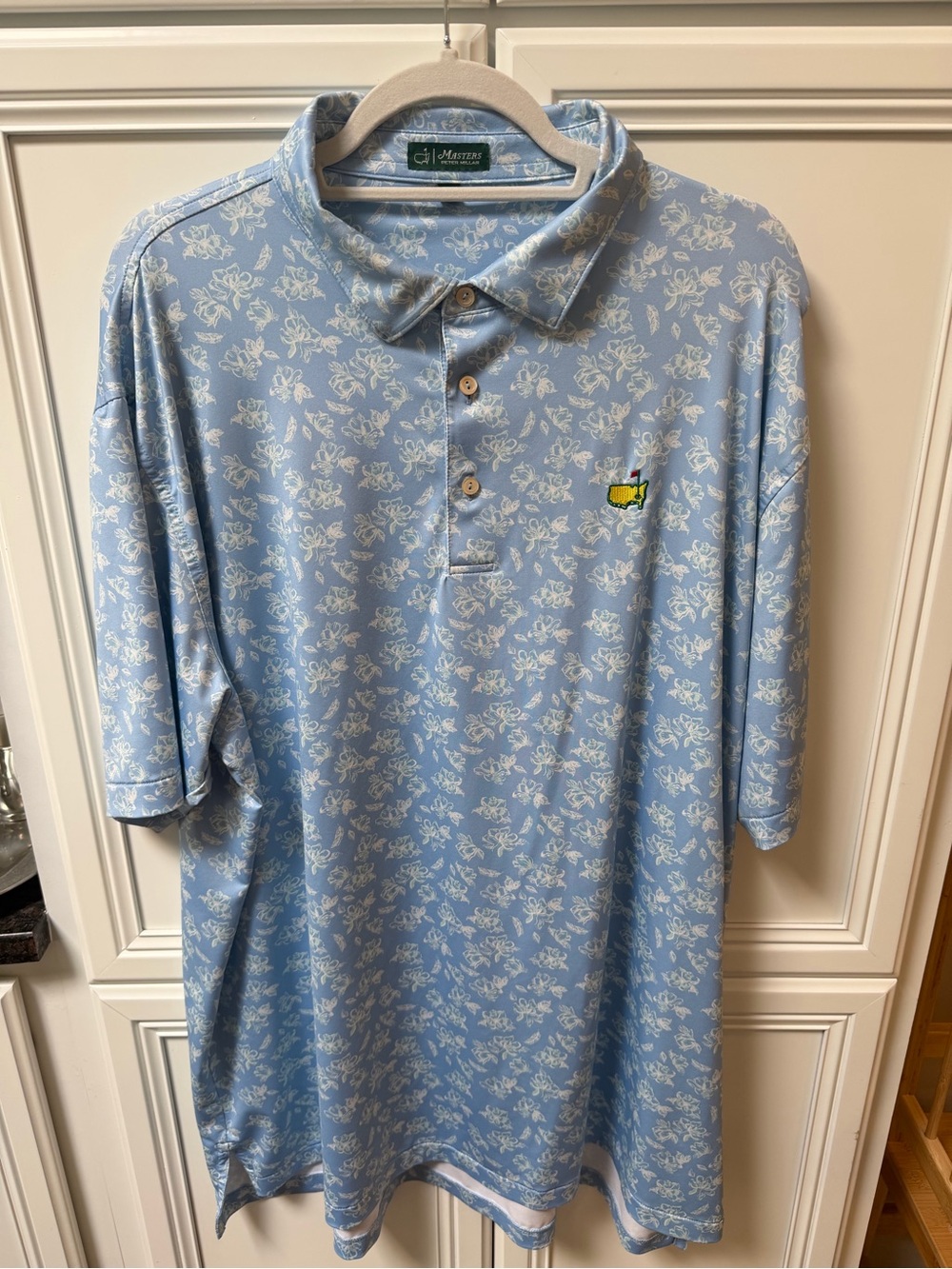 Masters Peter Millar Light Blue Floral Polo Shirt